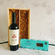 Load image into Gallery viewer, Wine & Chocolates in Wooden Gift Box