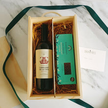 Load image into Gallery viewer, Wine & Chocolates in Wooden Gift Box