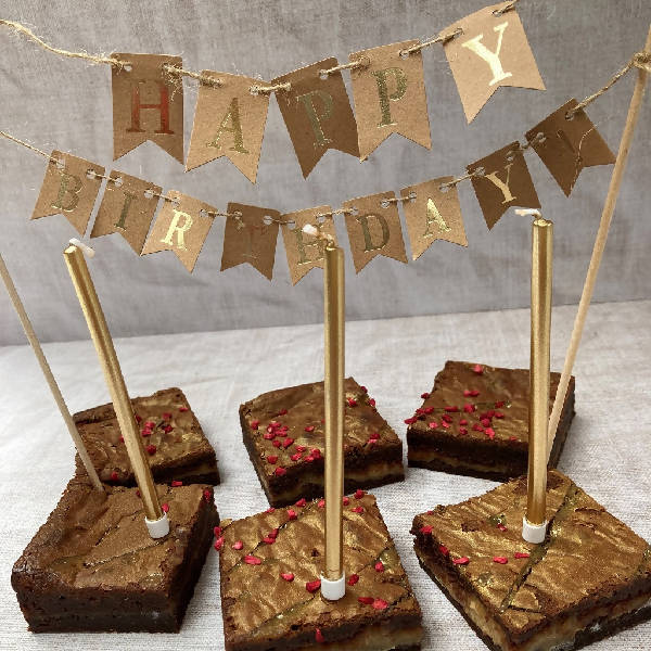 Happy birthday brownies with bunting | Barbury Hill