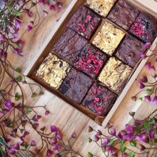 Load image into Gallery viewer, Gold-dusted Champagne, Raspberry &amp; Chocolate Brownies
