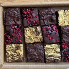Load image into Gallery viewer, Gold-dusted Champagne, Raspberry &amp; Chocolate Brownies
